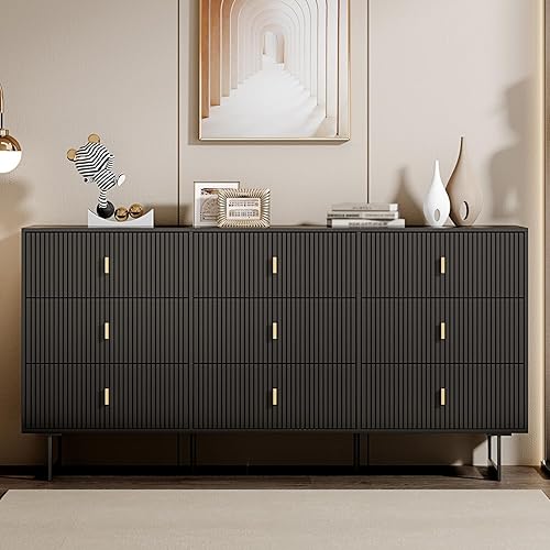 Miniatura 5 de Chrangmay Cómoda blanca de 9 cajones para dormitorio, moderna cómoda triple de 9 cajones con cajones profundos, amplio armario organizador de