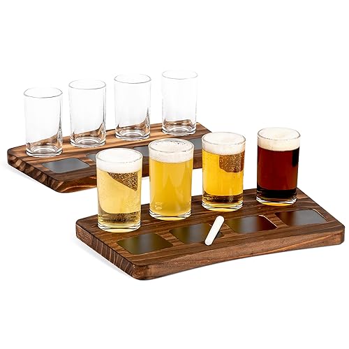 Houseables Beer Flight Boards with Glasses, Drink Flight Boards, Beer