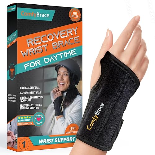 Miniatura 1 de ComfyBrace Muñequera con infusión de cobre para el síndrome del túnel carpiano, artritis, tendinitis para hombres y mujeres (mano izquierda, talla