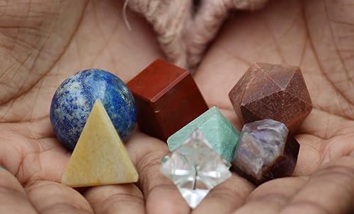 Jet 7 Chakra Geometría Set Sólidos Platónicos Curación Cristal Terapia Folleto Sagrado Divino Energizado Cargado Positivo Paz