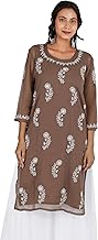 Shivgami Creation Women's Georgette Chikankari Kurti for Women|Handwork Chikankari Embroidery Georgette Kurta|Kurti for Women|Ethnic |Round Neck Kurti (Inner Not Included)