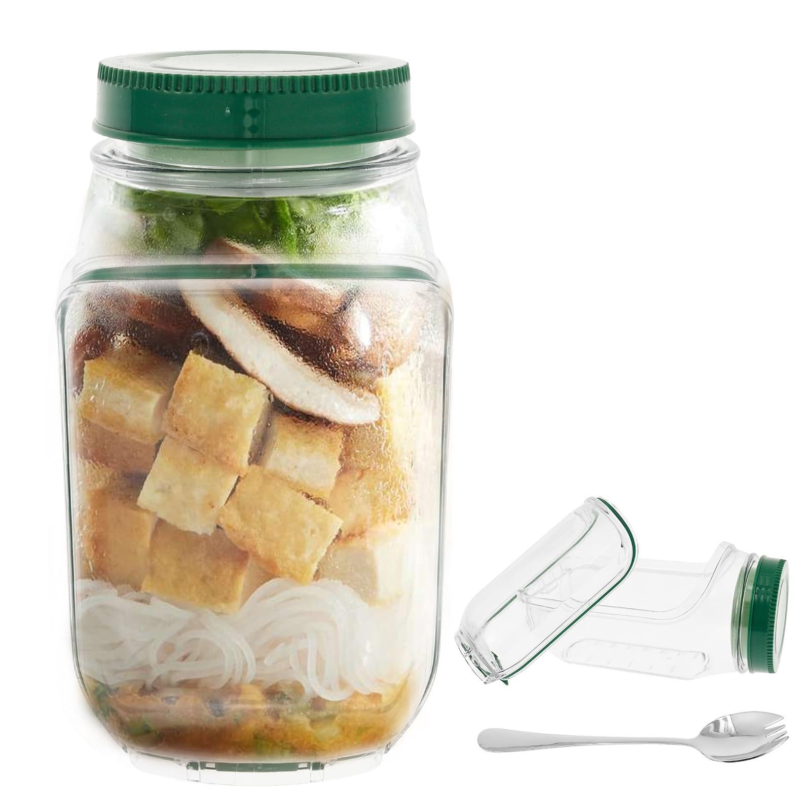 Zejexxb 1Pcs Green Salad Pod Jar Vertical Layering Salad Pod Portable Salads Container Side Open With Leakproof Lid Meal Prep Jar Dishwasher Safe Vegetable Container For Home Outdoor Travel Camping Party (1Pcs Green)