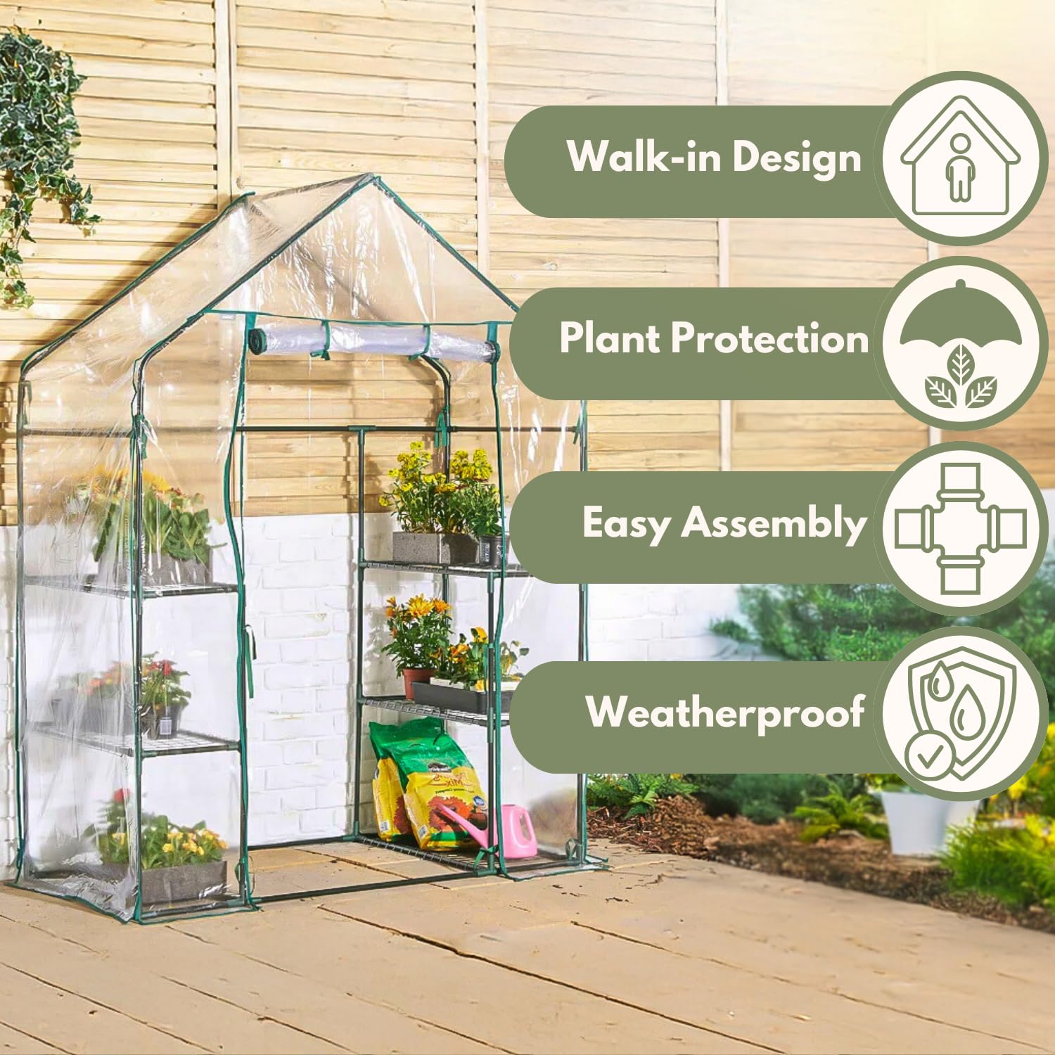 Garden Mile® Jardín crecer Walk In Invernadero Poly Cloche Seedling Tunnel Tomate para vegetales Fruta Planta Crecimiento Protección contra heladas Estación de plantación Tienda de campaña Propagador