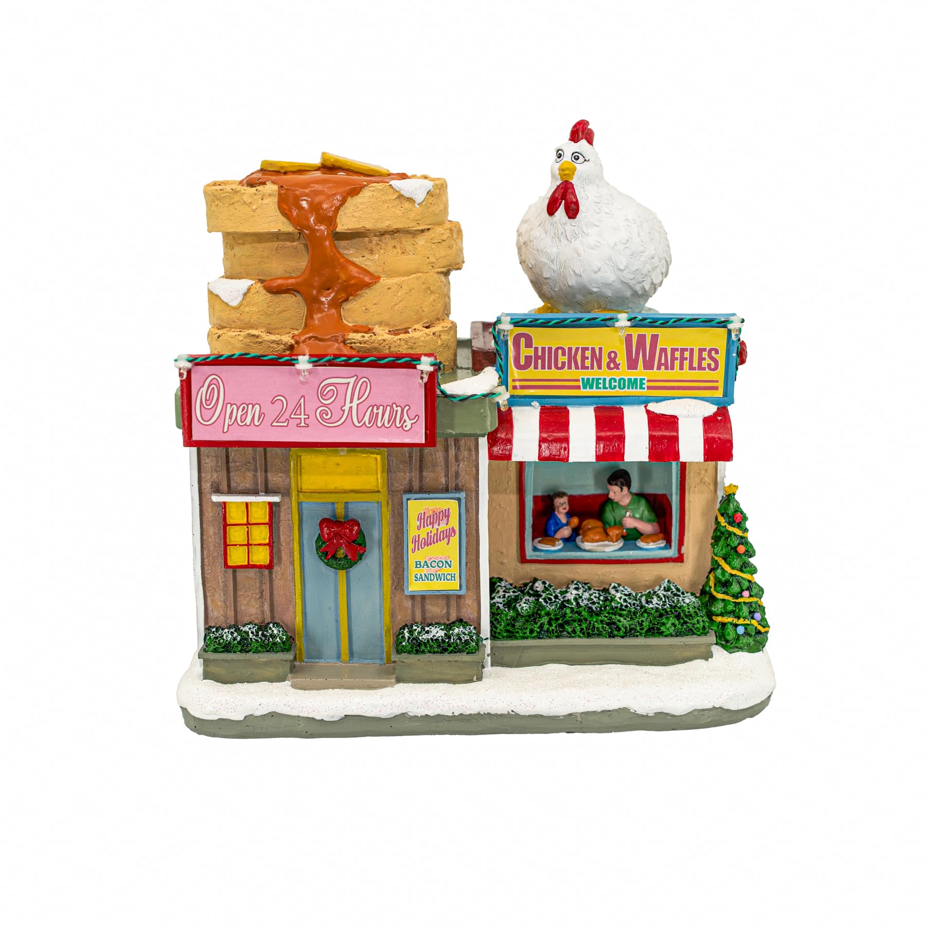 FG Square Chicken & Waffles Restaurant Animated Christmas Village Building - LED Lights, Motion & Sound