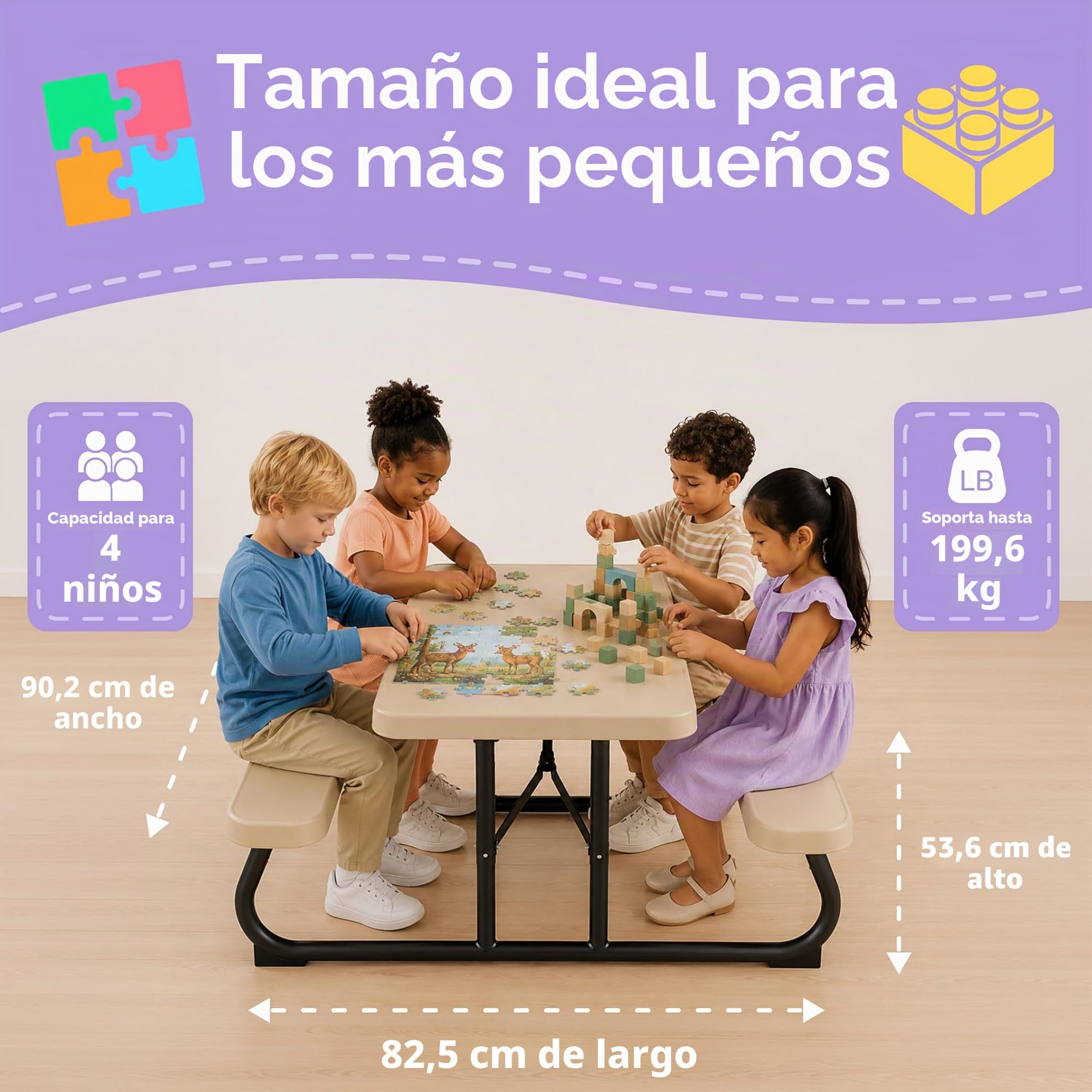 LIFETIME 280094-lifetime Mesa Picnic Infantil Crema 82,5x90x53,5 Cm