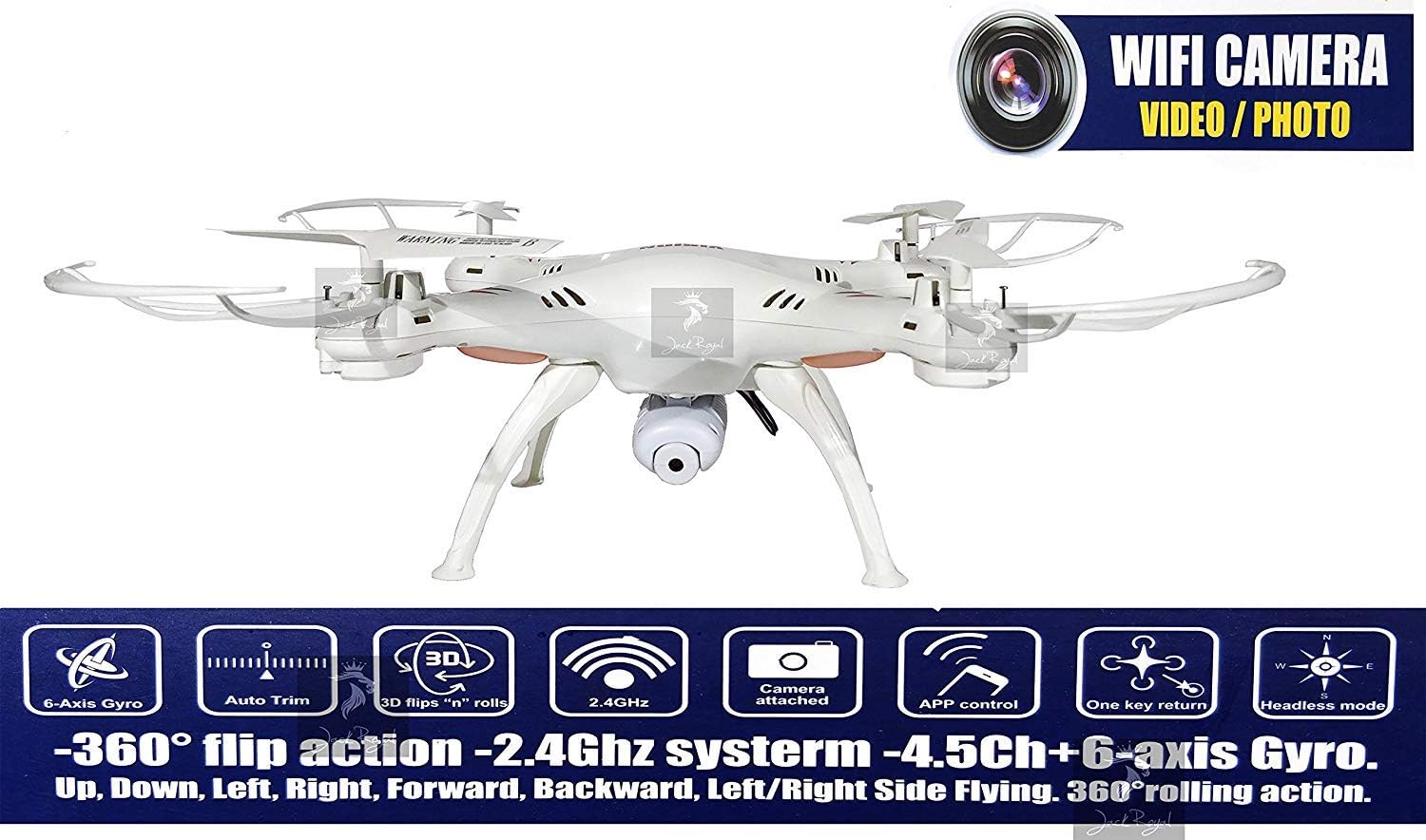 Jack Royal WiFi RC Drone with FPV Camera, Connect to Phone with The Help of APP, 6 Axis Quadcopter Drone