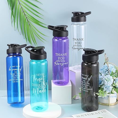 Miniatura 3 de Inbagi 12 botellas de agua de agradecimiento a granel de 24 onzas, botella de agua de plástico con texto en inglés "Thank You for Being" (Gracias