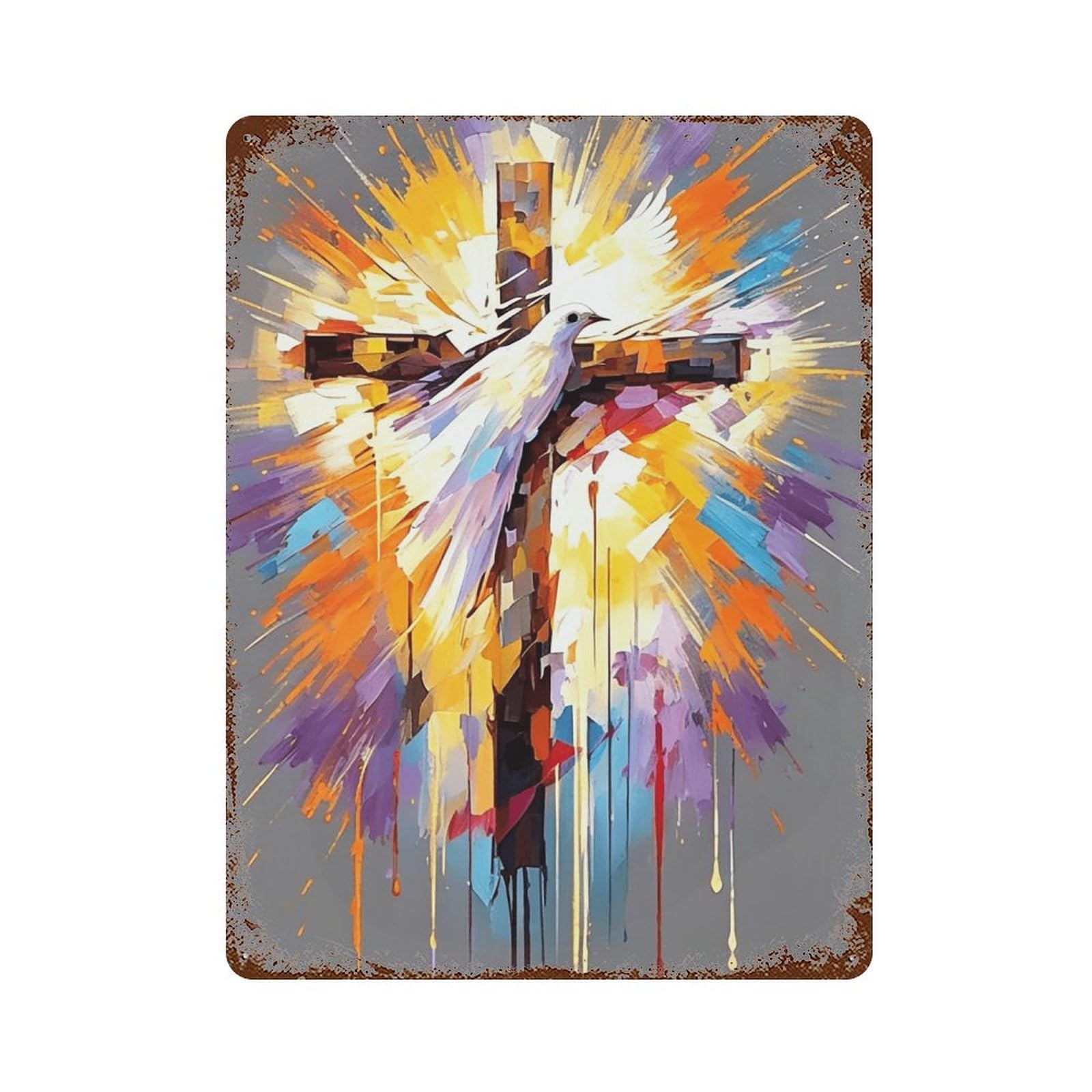 MGHTGRWE Christ And Dove of Peace (2) Poster Wall Art Iron Vintage Metal Tin Sign Modern Home Cofffee Club Art Bar Shop Decor 40x30cm