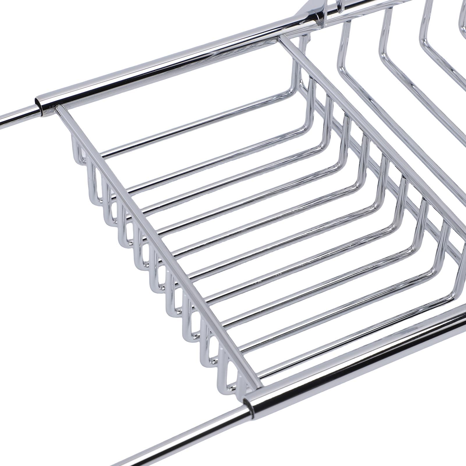 Bandeja para Bañera de Ducha, Estante Extensible de Acero Inoxidable para Elementos Esenciales de Baño, Diseño Ajustable de 25-38,4 Pulgadas (Plata)
