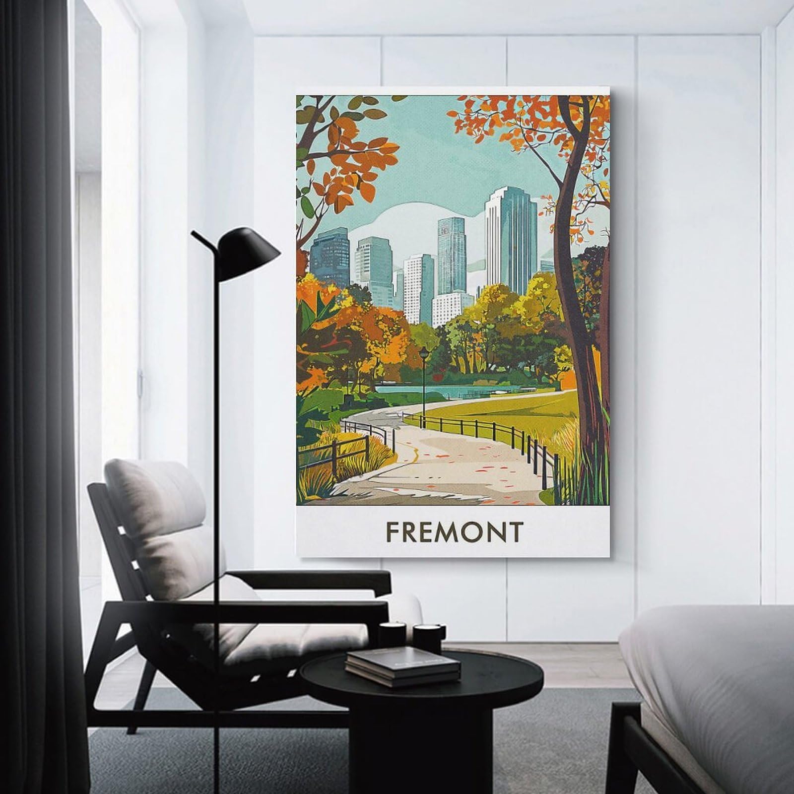 Junmoney Room Decor Wall Art Fremont City Park, 12x18inch(30x45cm), for Home Office, Desk Area Or Studio, An Interior Accent for Desk Areas