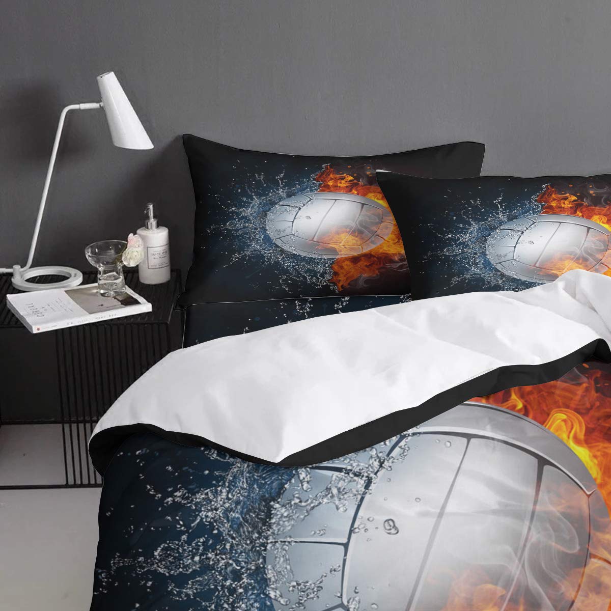 Volleyball Pattern Parure Housse De Couette 3D Colorful Ball Print Tie Dye Parure De Lit 220x240cm Sport Housse De Couette Pour Enfants Garçons Filles Microfibre Competitive Games Room Decor