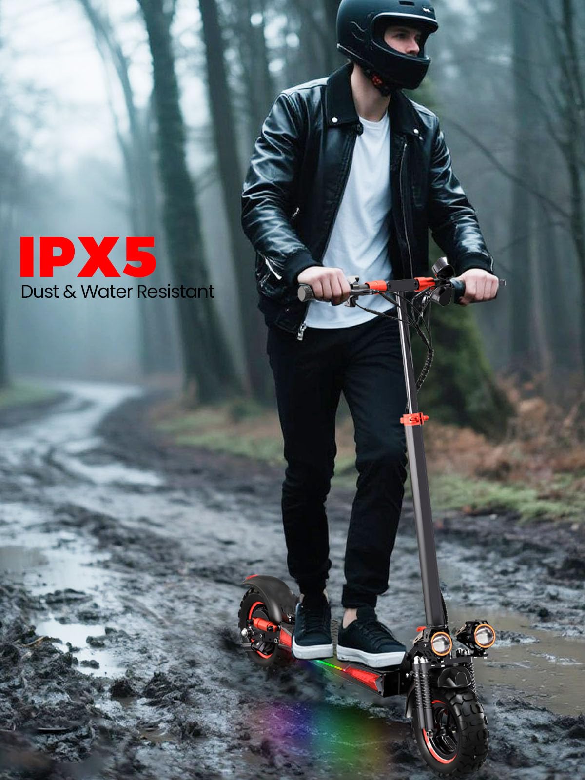 1200W Patinete Electrico Adultos Plegable E-Scooter - 45-55km Autonomía, 11" Neumáticos Todo Terreno Patinetes Eléctricos Todoterreno, IPX5,Doble Frenos & Suspensión, 3 Modos Velocidad, Carga 150 kg