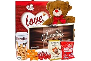 Valentines Day Gift Basket for Him | Teddy Bear Plush, Hershey Kisses,...