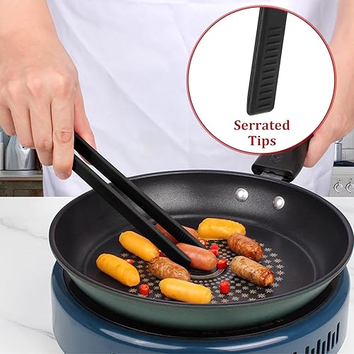 Miniatura 4 de 2 pinzas finas de silicona para salvamanteles de 11.4 pulgadas, pinzas de silicona para tostadas, pinzas de silicona antiadherentes para alimentos,