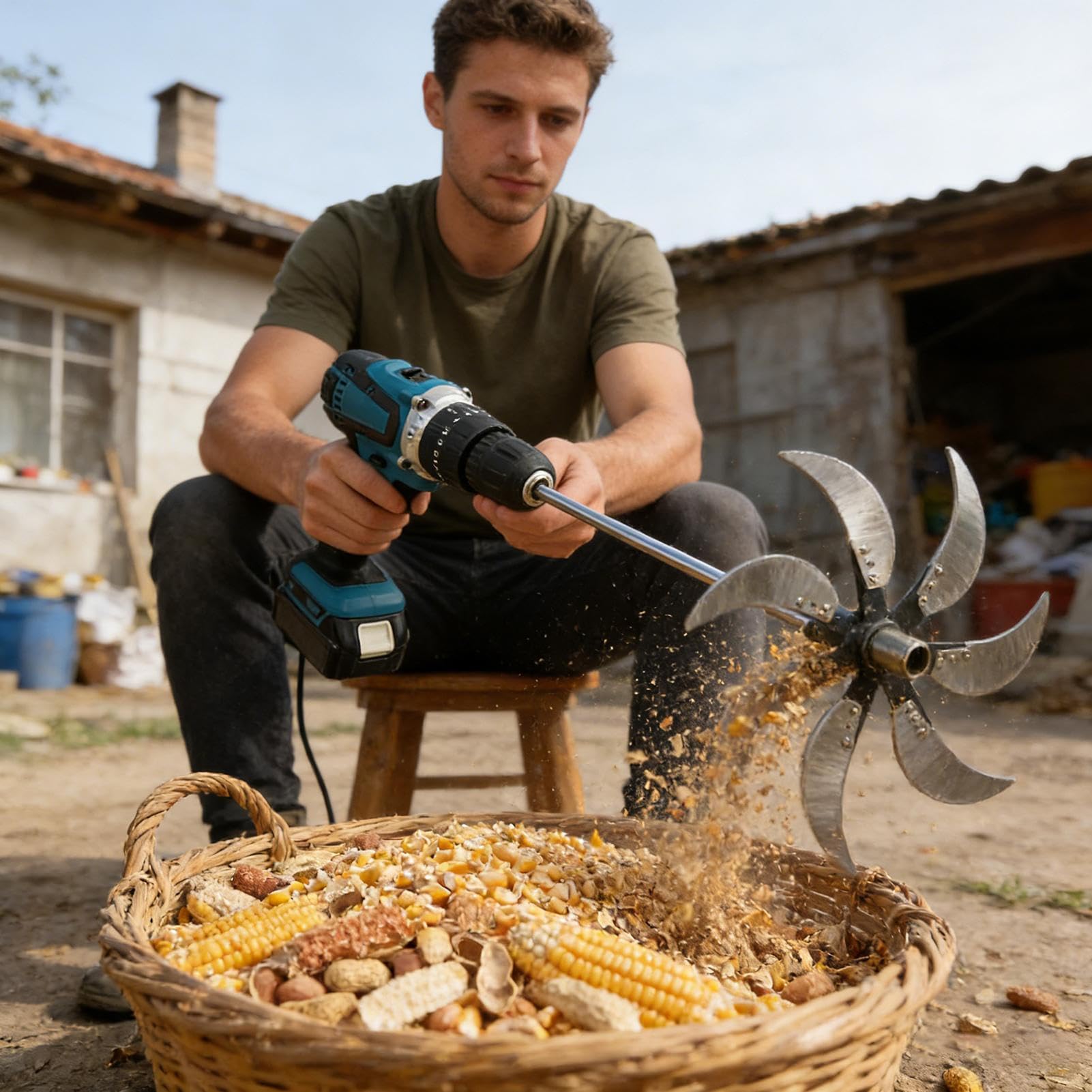 Broyeur de Vegetales para Agricultura Doméstica, Corte de Vegetales Ajustable, Molinos de Forraje para Residuos Verdes, Para Jardín Casa Granja Fertilización Orgánica Corte de Hojas Muertas Ramas