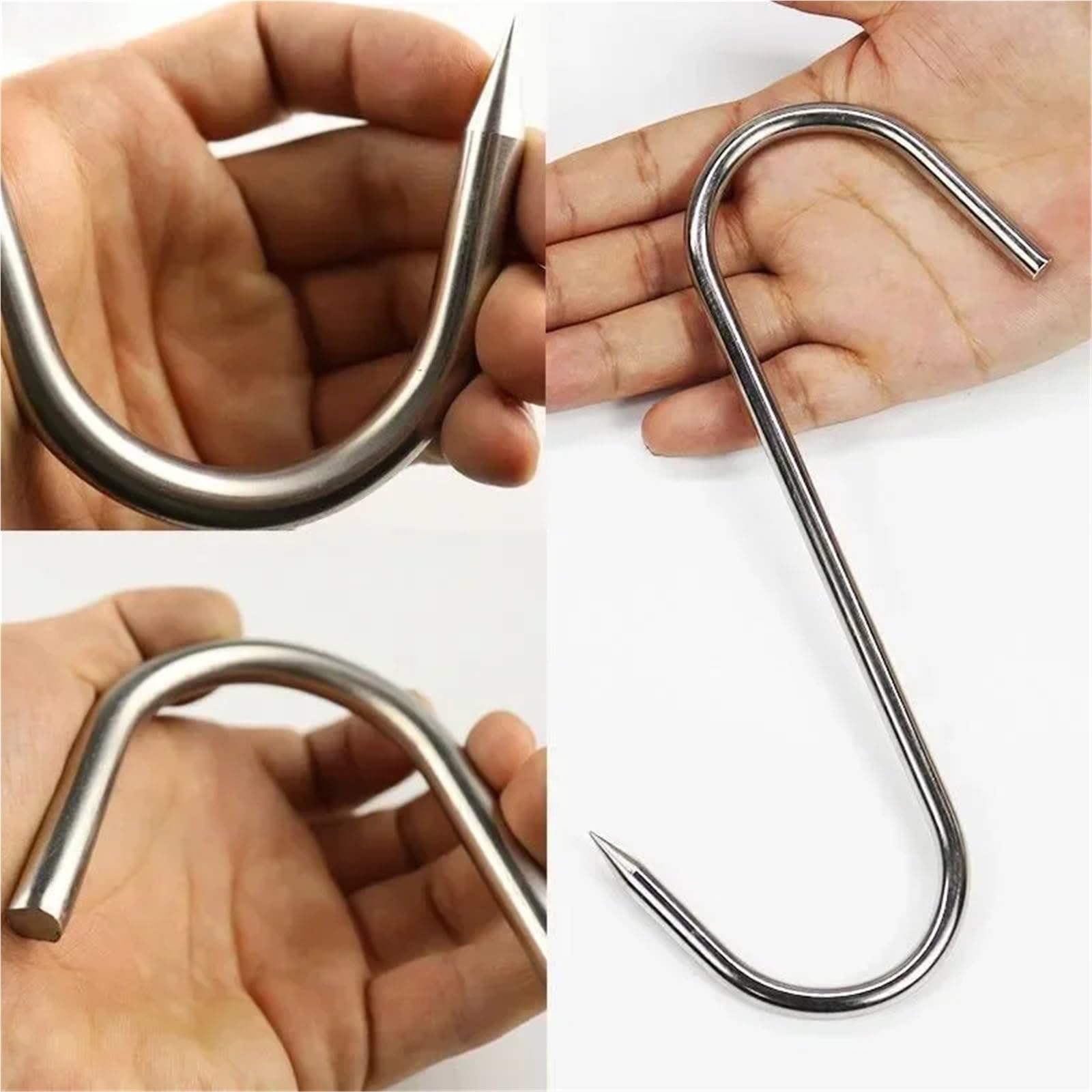 50 ganchos en forma de S de acero inoxidable con punta afilada for colgar ropa de carne, utensilios de cocina y carnicería. Para Carnes