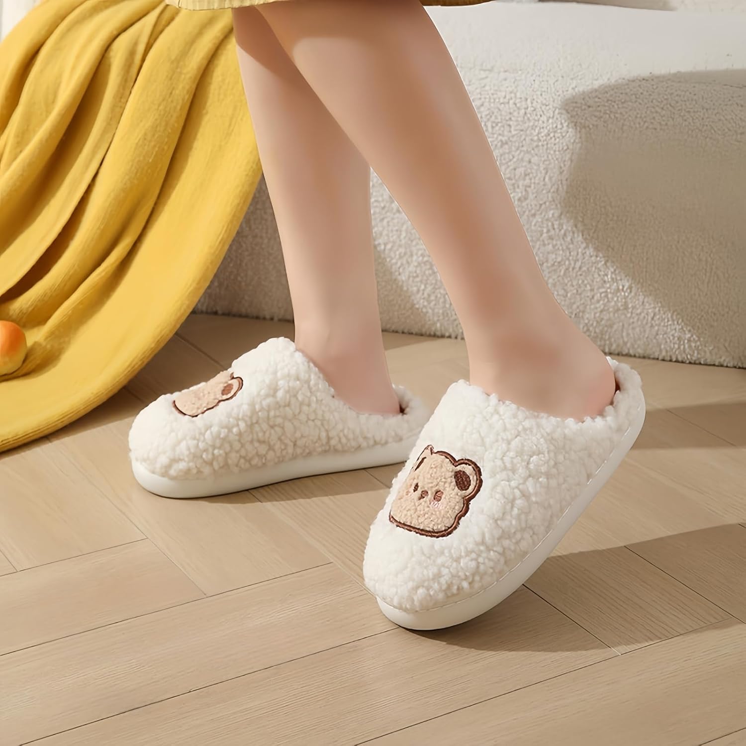 Cozy Plush Indoor Bear Slippers for Women and Men with Cute Animal Face Design Soft Warm House Shoes for Winter Comfort - Image 5