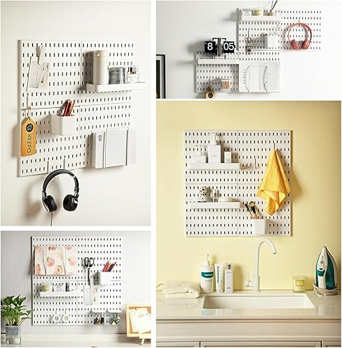 Miniatura 19 de Keepo - Juego de combinación de 2 tableros de clavijas y 10 accesorios modulares para colgar en pared, para organización de pared, manualidades