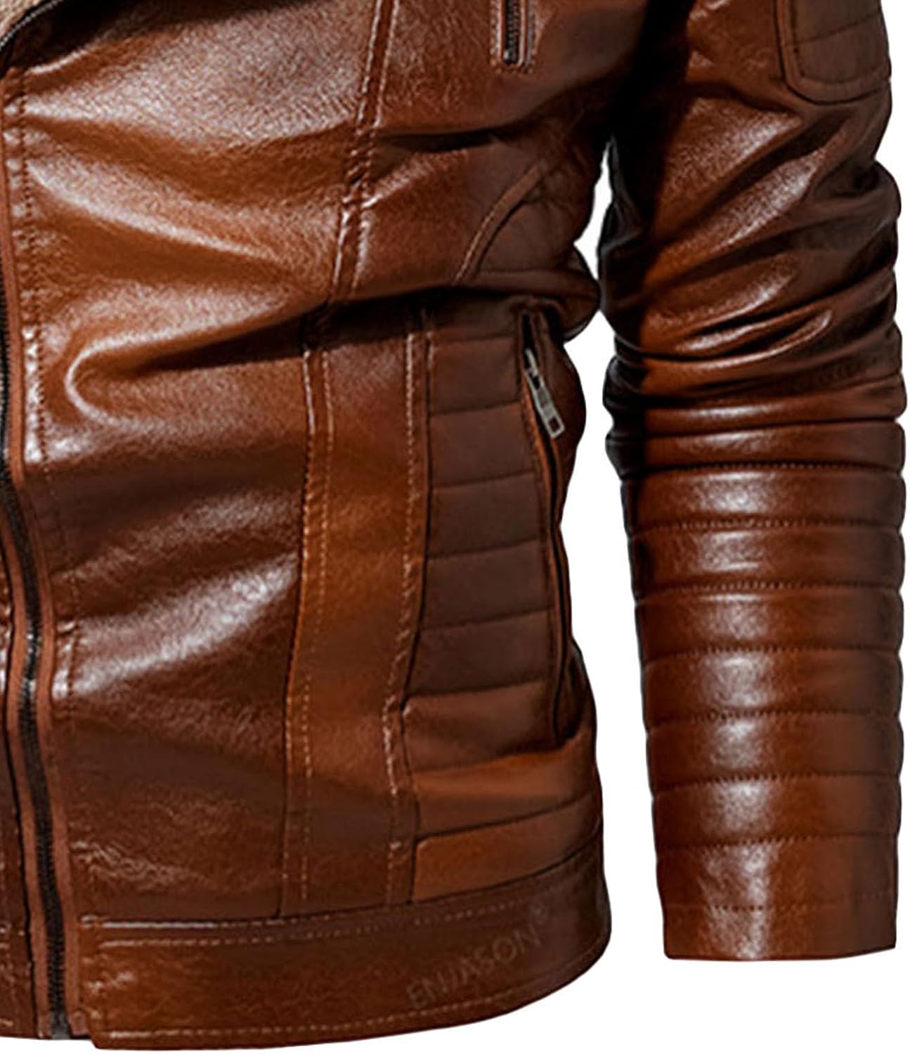 Men's Motorcycle Warm Leather Jacket Winter Outdoor Faux Leather Coat Sherpa Fur Collar Bike Bomber Jacket