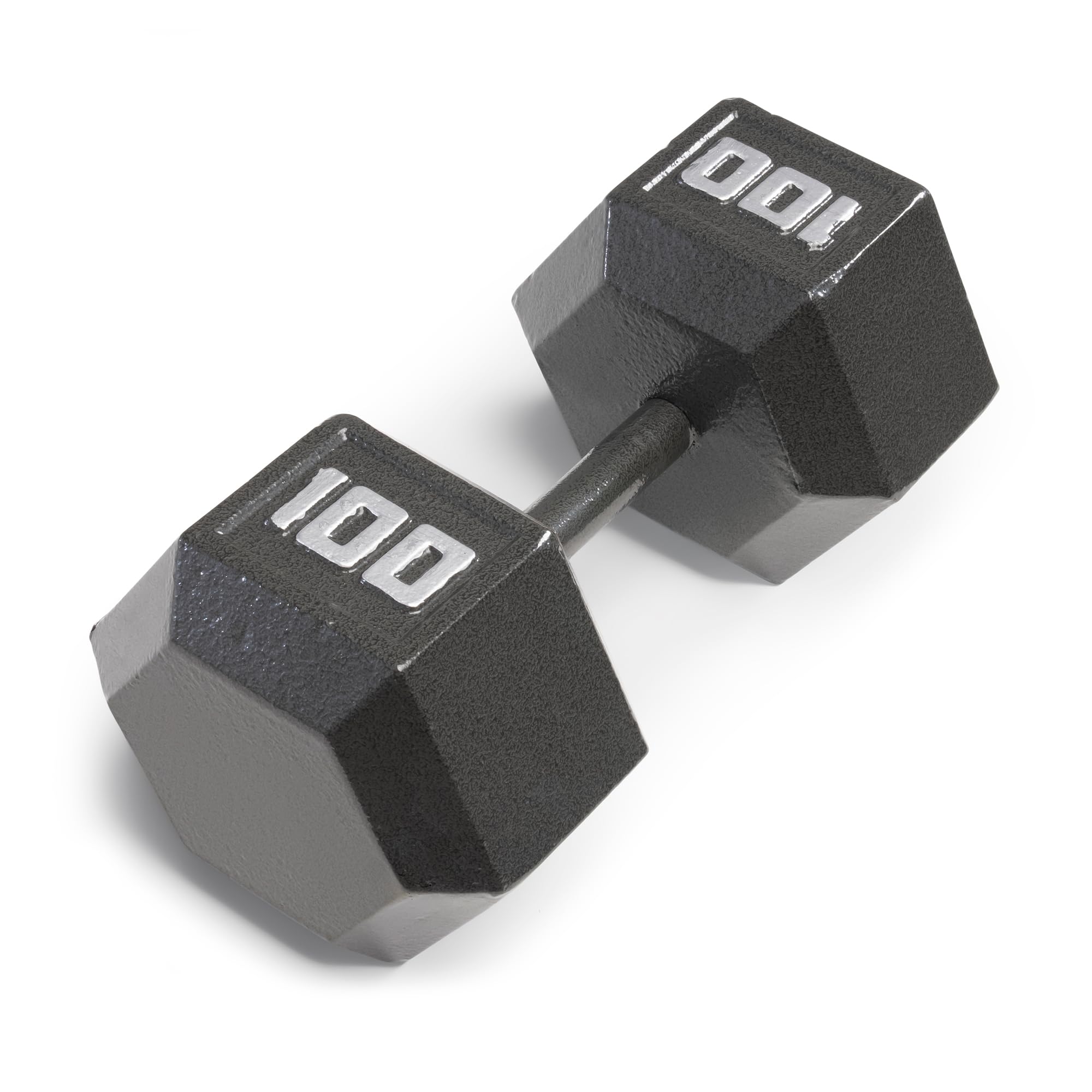 A single 100lb Marcy Cast Iron Hex Dumbbell on a white background.
