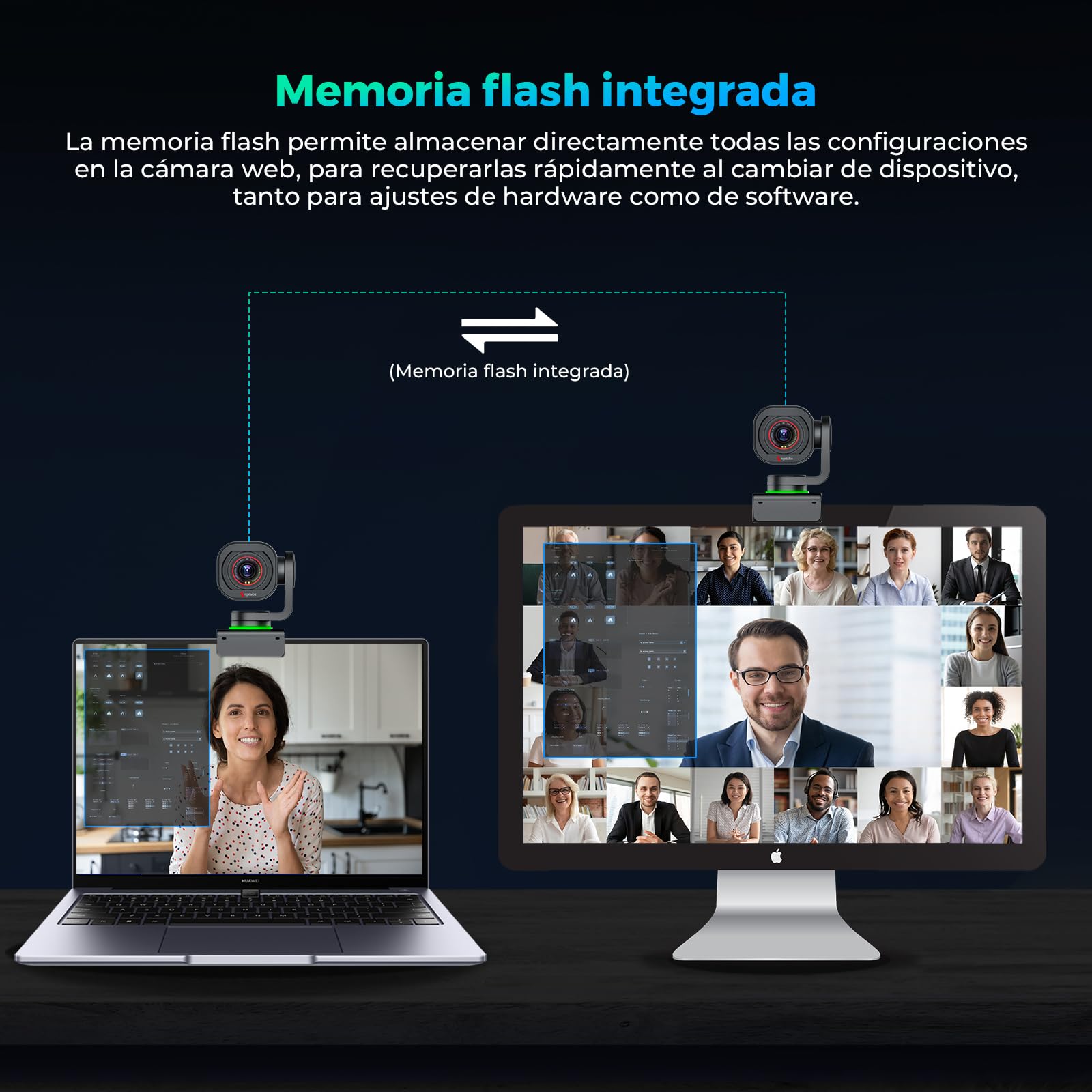 Angetube Webcam 4K con Control por Gestos y Seguimiento AI – Webcam PTZ USB 3.0 para Streaming con micrófonos duales y reducción de Ruido, Enfoque automático TOF, 1080P 60FPS, HDR, para PC/Laptop/Mac