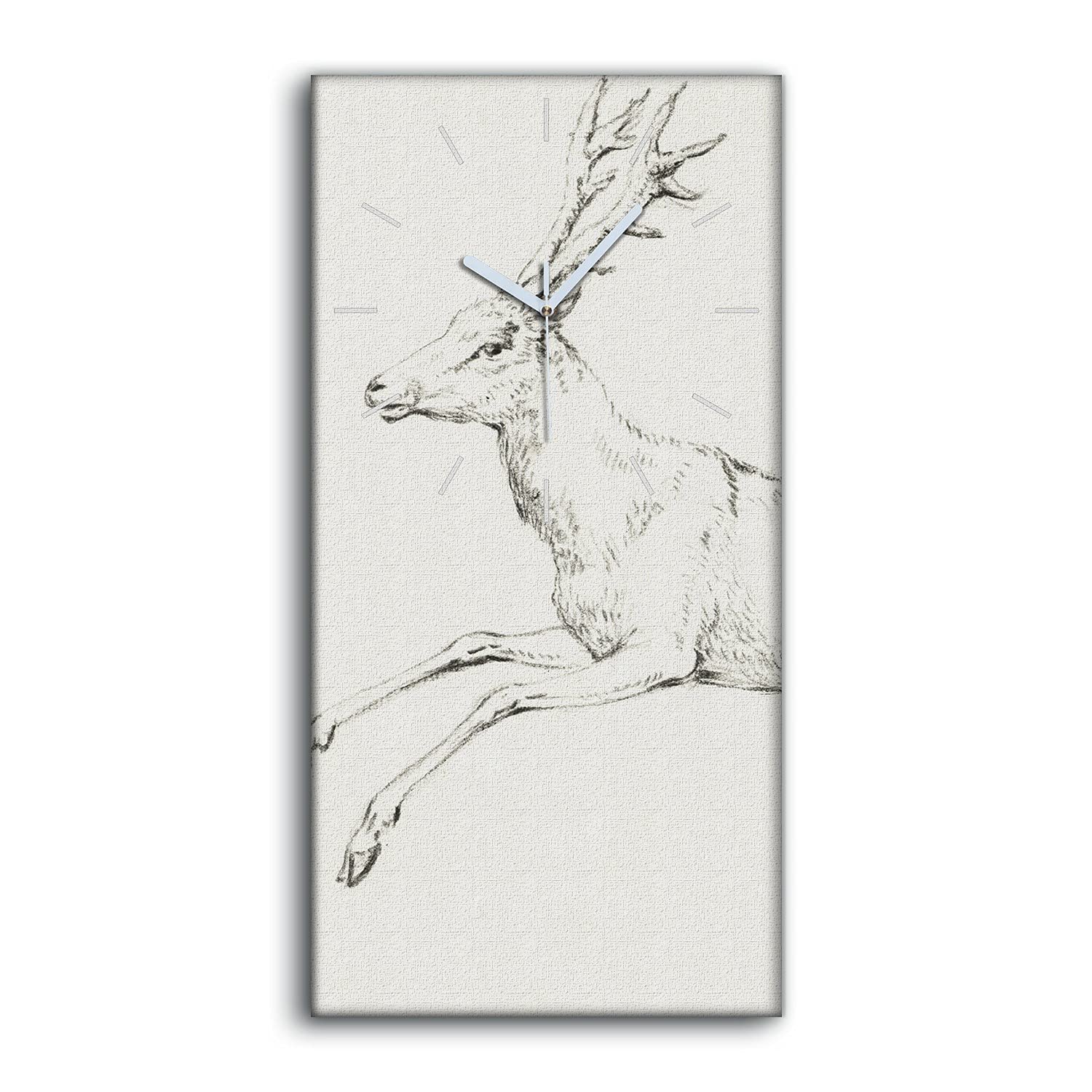 Horloge silencieuse sans tic tac 30x60cm toile cerf pour chambre apaisante