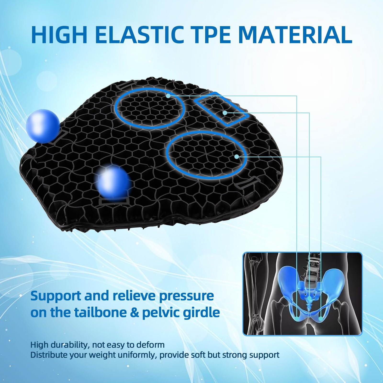Cuscinetto in gel universale per sella da moto, imbottitura ammortizzante in nido d'ape 3D, antiscivolo e traspirante, con coprisedile, per guida a lunga e breve distanza