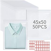 Pack of 50 Transparent Resealable Bags, 45 x 50 cm, Plastic Bags, Waterproof Ziplock Bags, Airtight Seal Bags with Label for Duvets, Blankets, Clothes Storage
