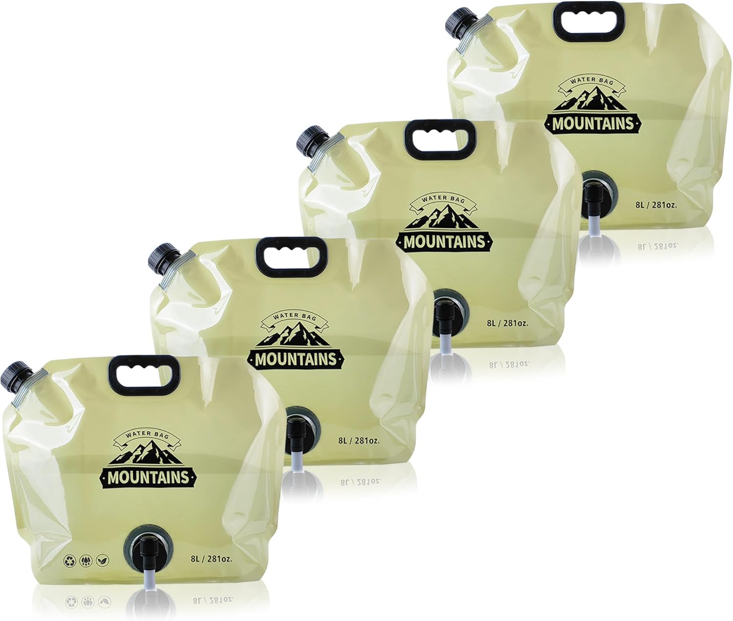 Water Jug Camping 2.1 Gallon Collapsible with Spigot, BPA Free Portable Water Pouch Foldable Water Bags for Outdoor Hiking, Travel and Emergency & Water Storage Containers (Beige-4Pcs)