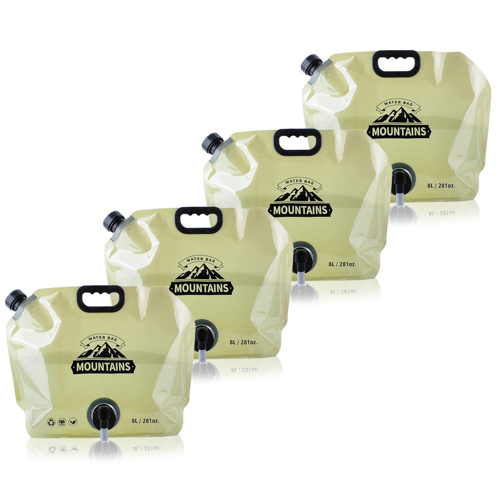 Water Jug Camping 2.1 Gallon Collapsible with Spigot, BPA Free Portable Water Pouch Foldable Water Bags for Outdoor Hiking, Travel and Emergency &amp; Water Storage Containers (Beige-4Pcs)