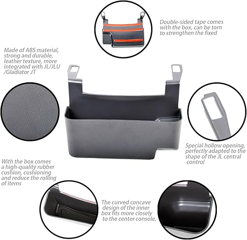 Miniatura 3 de Caja colgante de consola central compatible con Jeep Wrangler JLJLU 2018-2021 2022 2023 2024 y Jeep Gladiator JT Truck 2020-2023, accesorios