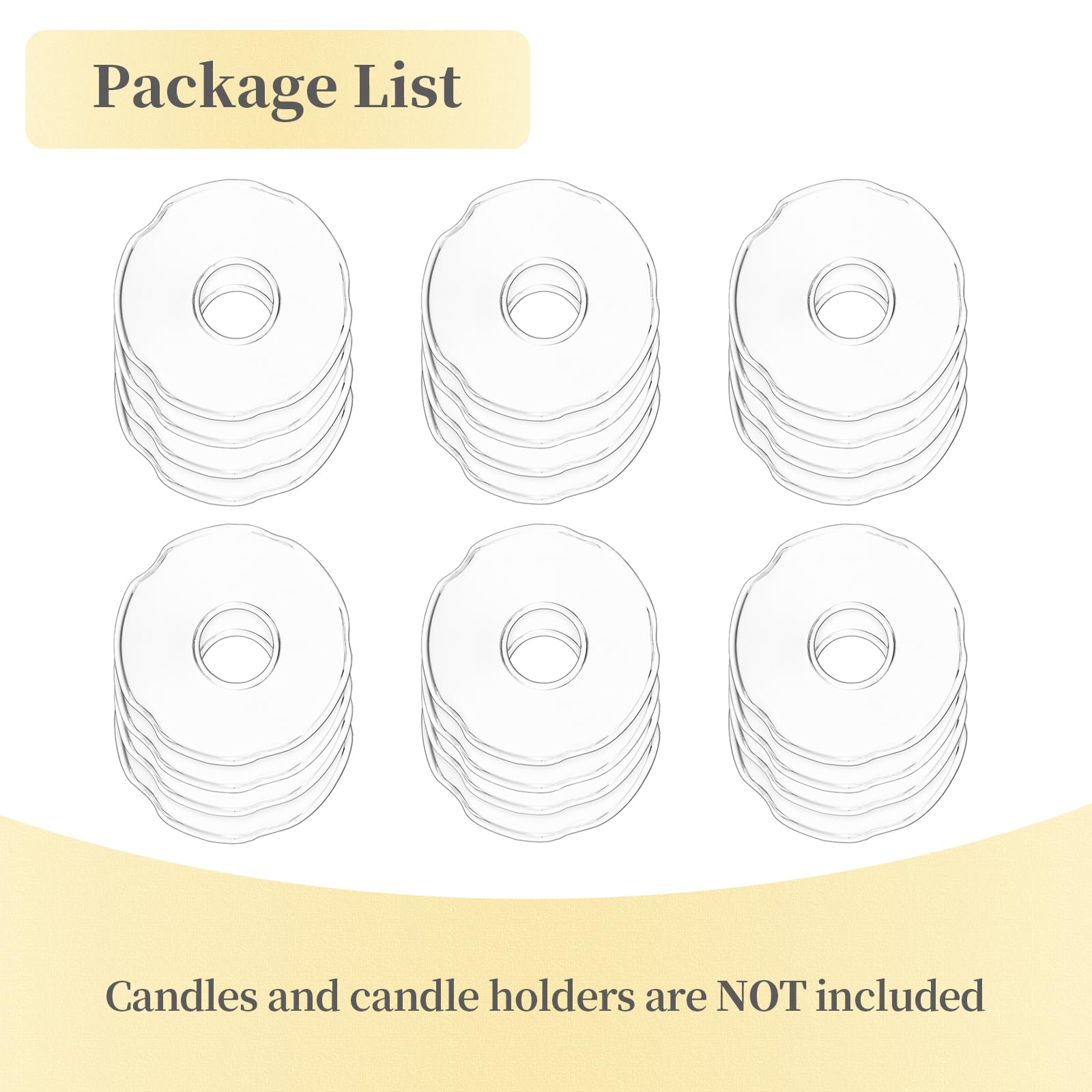 Hewory Bobèches en Verre pour Chandeliers, 24 Pièces Protecteurs de Bougie, Porte-Bougies Attrape-Gouttes pour Bougie D'église, Transparent et incurvé