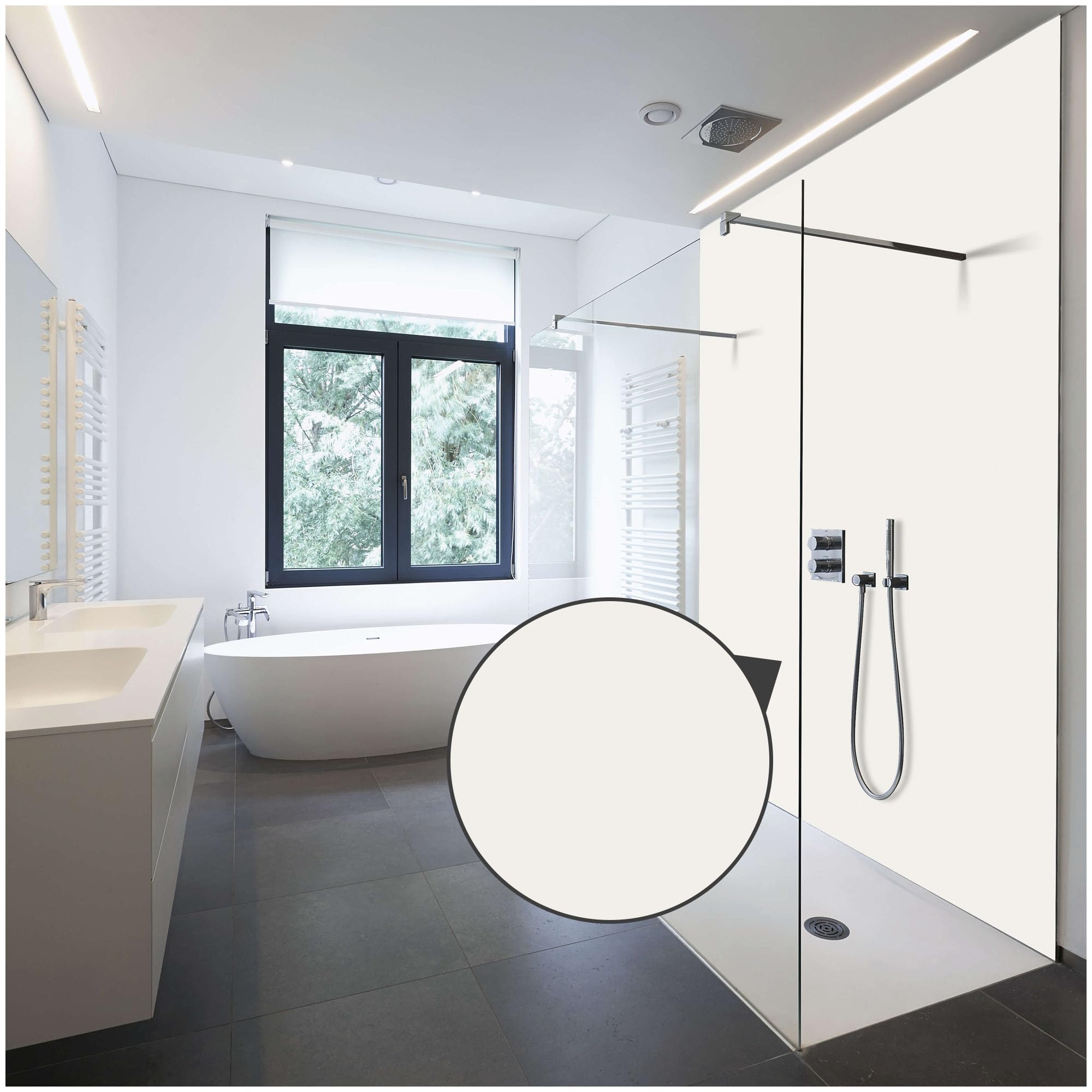 Rivestimento parete doccia | 200 x 100 cm | bianco | Pannello a parete per doccia