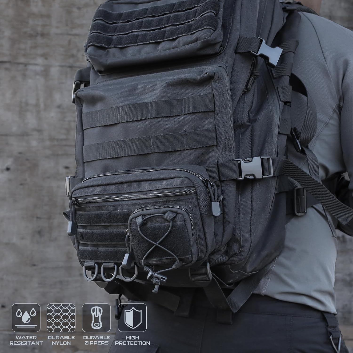 Molle Admin Pouch for Tactical Backpack, EDC Tool Pouch Organizer, Tactical Admin Pouch Molle, Belt Zipper Utility Waist Bag, Horizontal Phone Pouch with US Flag Patch - Image 7