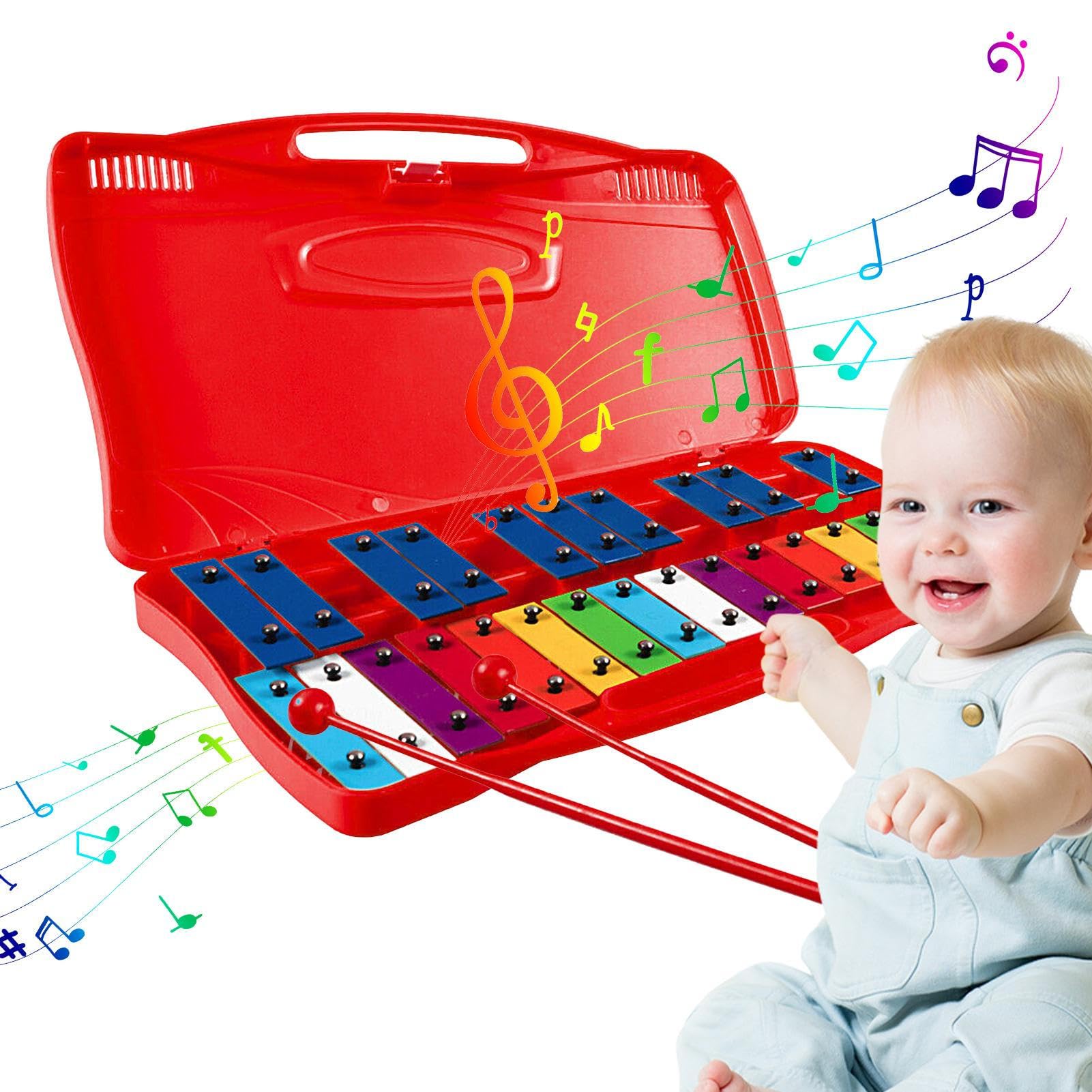 Glockenspiel, Glockenspiel per Bambini in Metallo - Strumento | Professionale per Bambini | Colorati Giocattoli Musicali educativi precoci per Il Ringraziamento, Le Vacanze, Il Capodanno, I