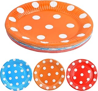 Nivofu 30 PCS Colorful Party Paper Plates,7 Inch Disposable Paper Plates Set,Dot Paper Dinner Plates Party Supplies,Dinner Plates,Dessert Plates for Birthday Party Baby Shower Wedding