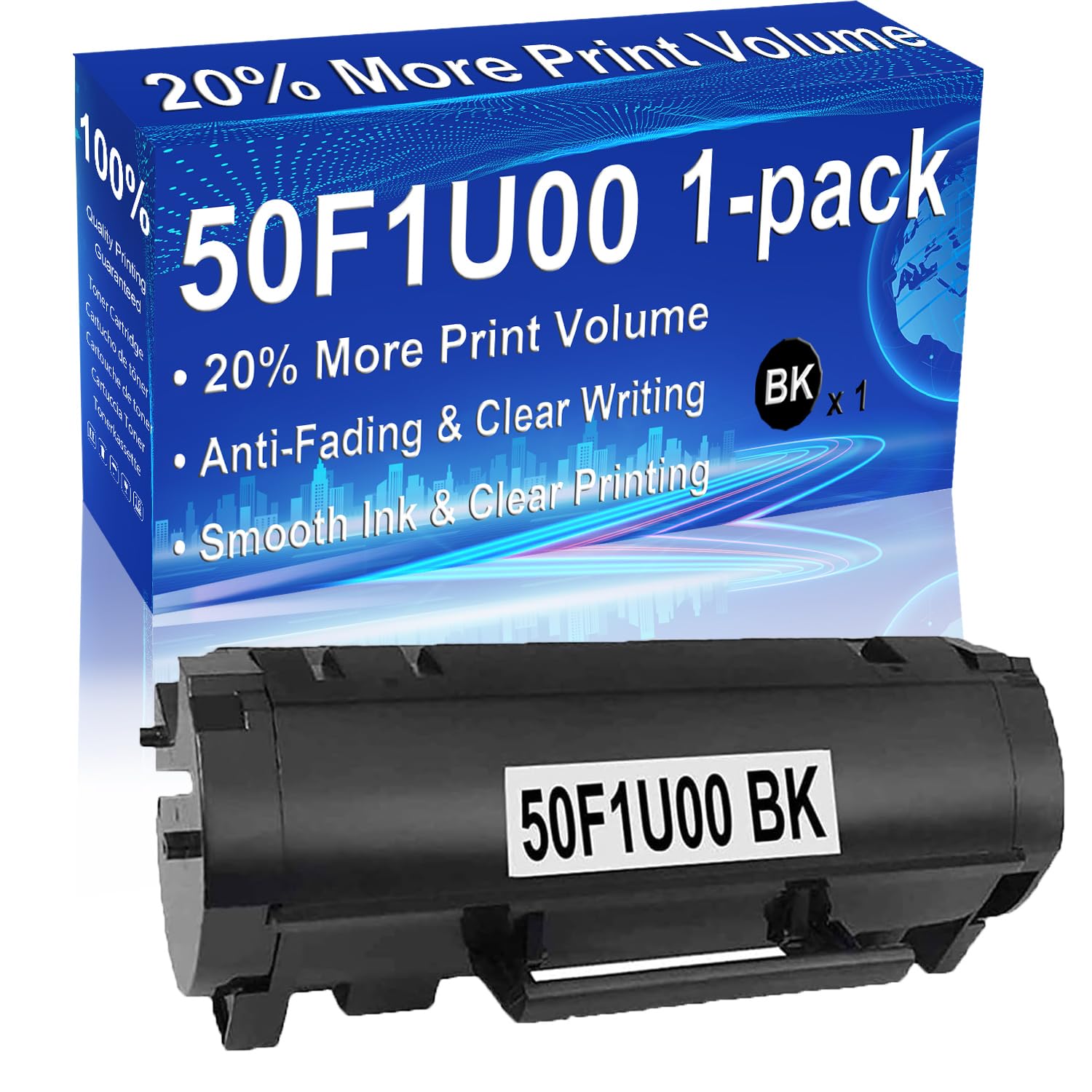 1-Pack Compatible High Capacity 501U 50F1U00 Imaging Waste Toner Container use for MS610dn MS610 MS510 MS510dn MS610de MS610dtn MS610dte Printer (Black)