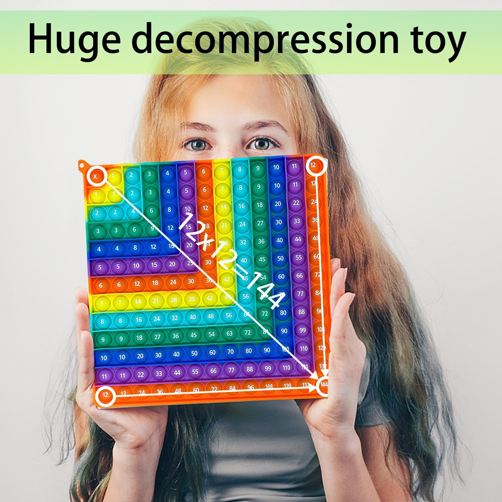 Times Table Poppet 12x12 Math Fidget Toy Double Side Multiplication Popper Addition Poppet Fidget Toy Relieve Stress and Anxiety 12x12&12+12 (Orange Dot Design 1-144) - Image 4