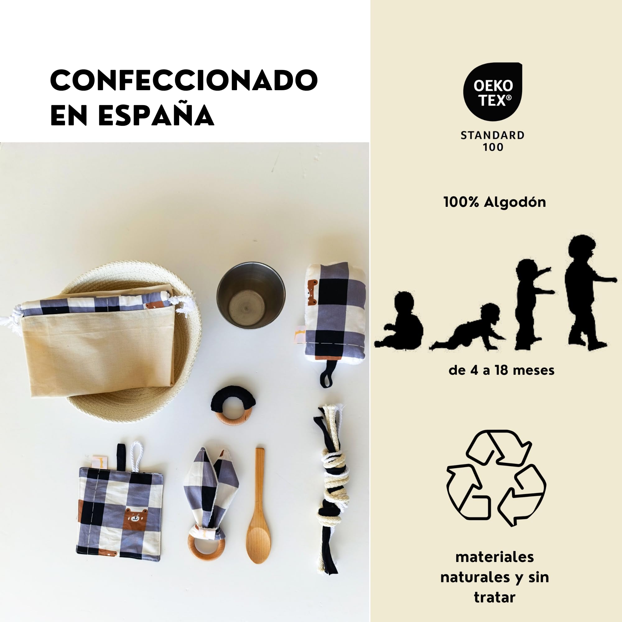 Cesto de los Tesoros Montessori - Juego heurístico sensorial - Juguetes bebe 6 meses (Cesta XL)