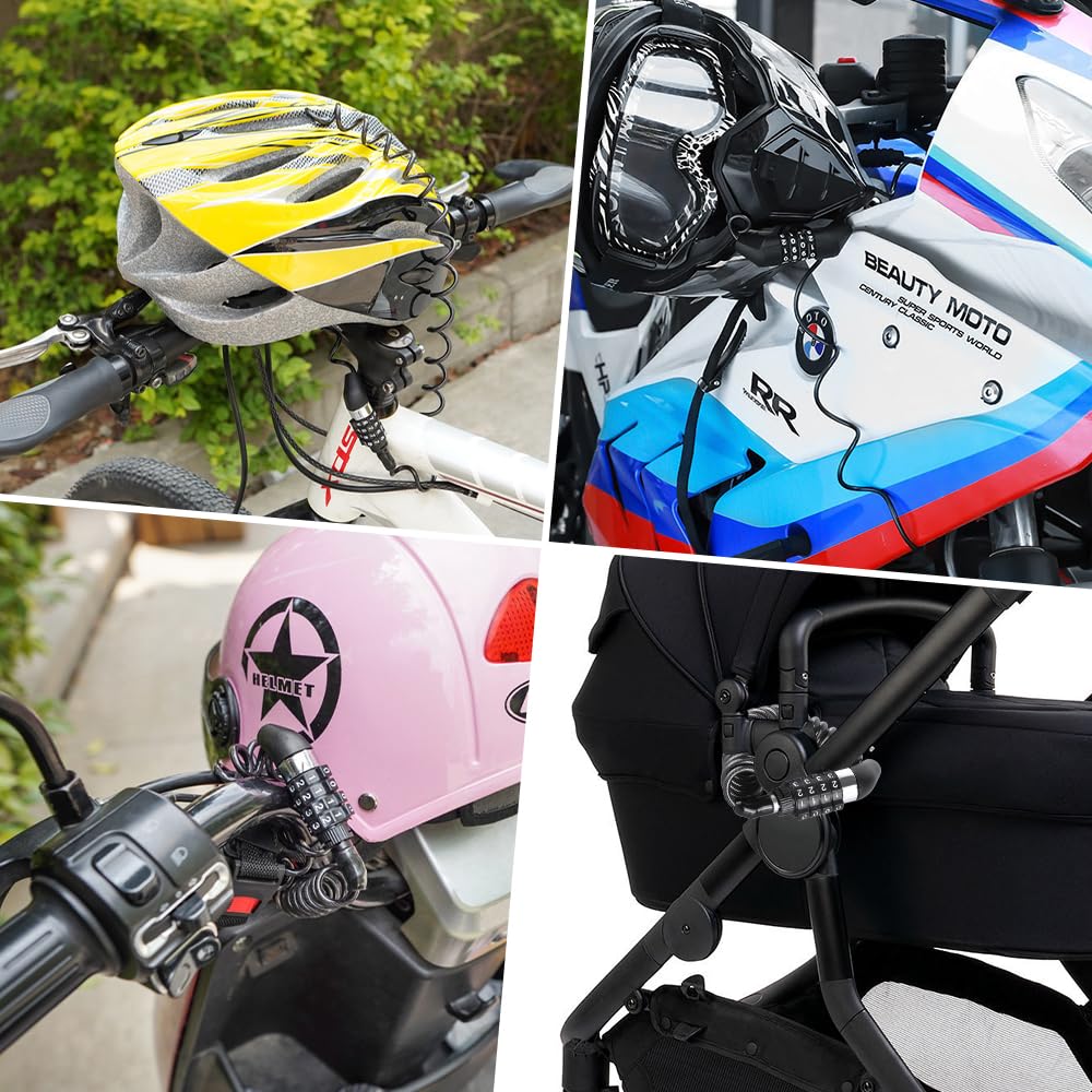 2 cyfrowe zapięcia kablowe 150 cm do rowerów wózków dziecięcych | 4-cyfrowy zamek bezpieczny do zabezpieczenia rowerów, wózków i sprzętu narciarskiego podczas wycieczek