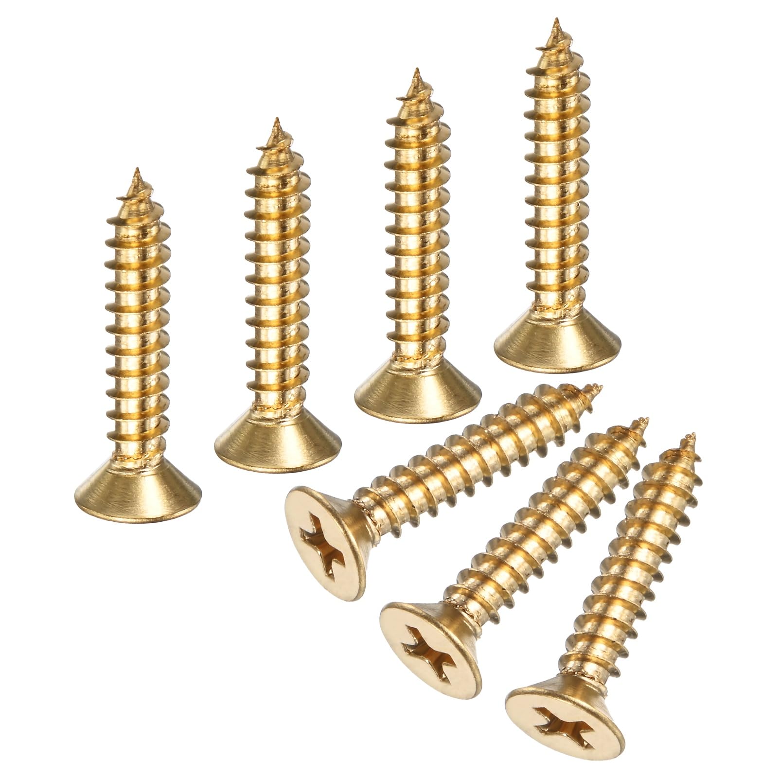 M METERXITY 50-Pack Brass Wood Screws, M5 x 25mm Phillips Flat Head Self-Tapping Screw Connector Fasteners for Door Hinges/Woodworking/Furniture Repair/Gardening/DIY Crafts Decorative Screws