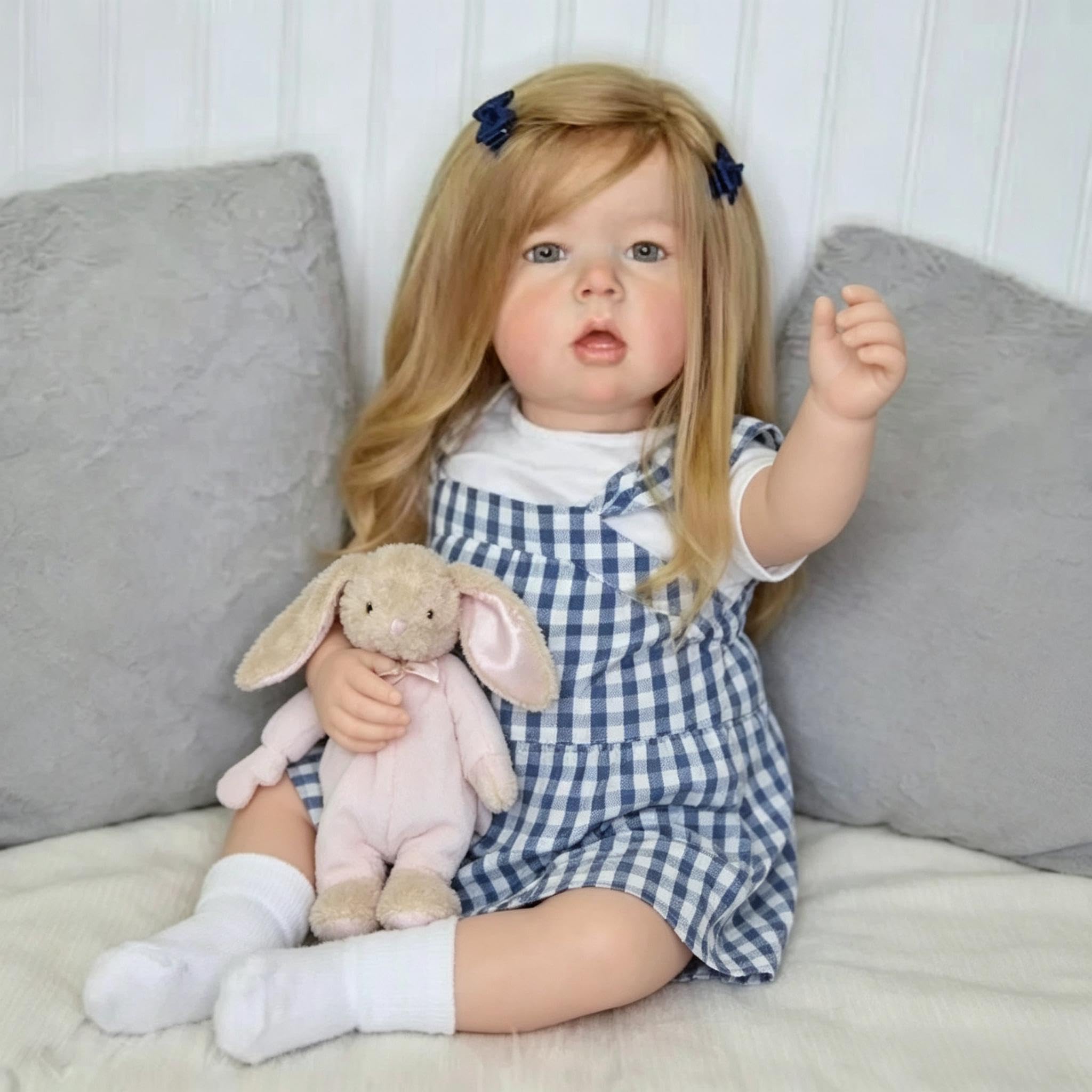 RXDOLL 71 cm Reborn lalki dla maluchów, miękkie, winylowe kończyny, tkanina, ciało, realistyczne lalki dla dziewczynek z ukorzenionymi włosami, realistyczna lalka noworodka, prawdziwy rozmiar, Reborn