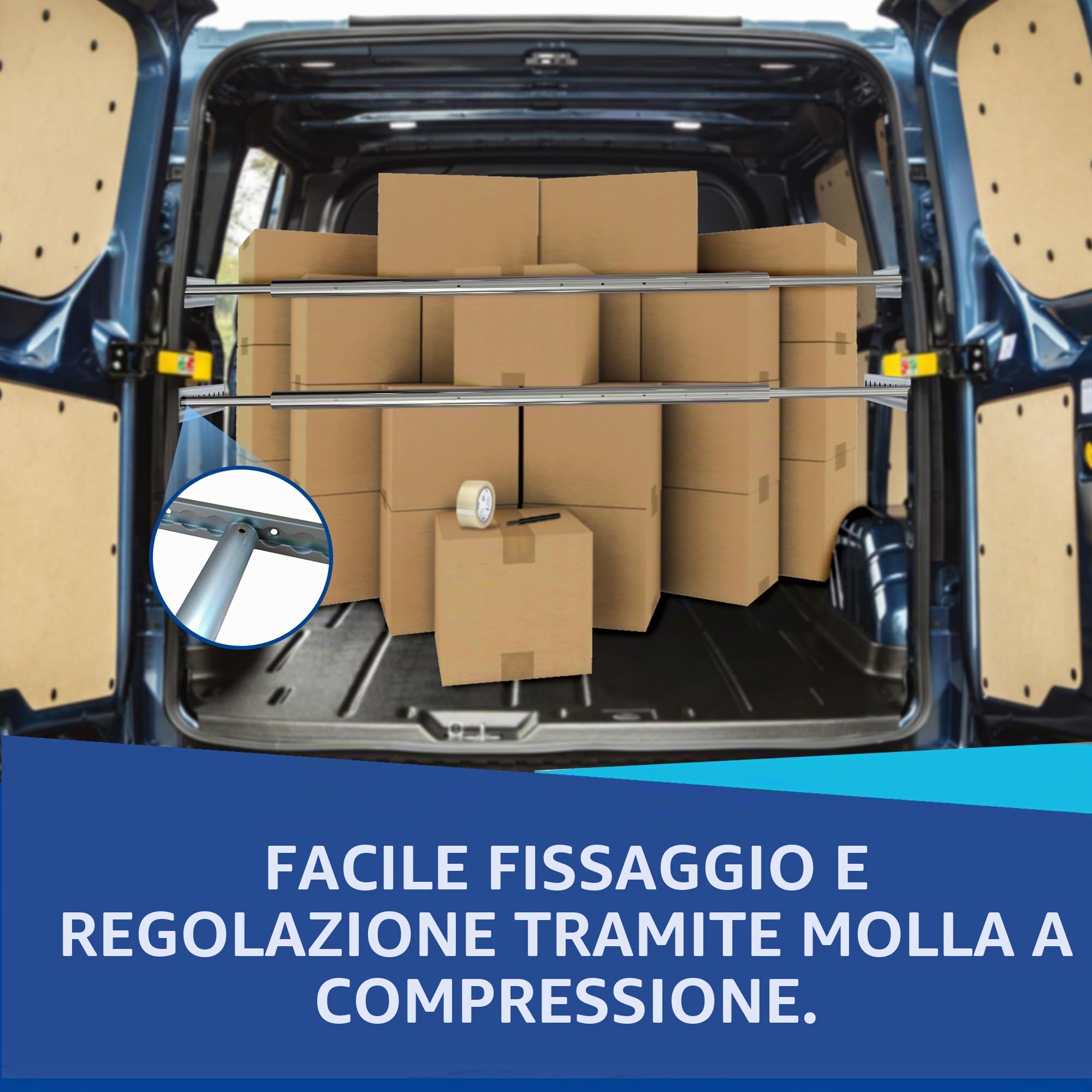 4 x barra di bloccaggio tonda, asta di bloccaggio, barra di bloccaggio, 1600-2000 mm, raccordo combinato 19/24 mm | per guida aerea | guida di ancoraggio combinata | guida ad asta