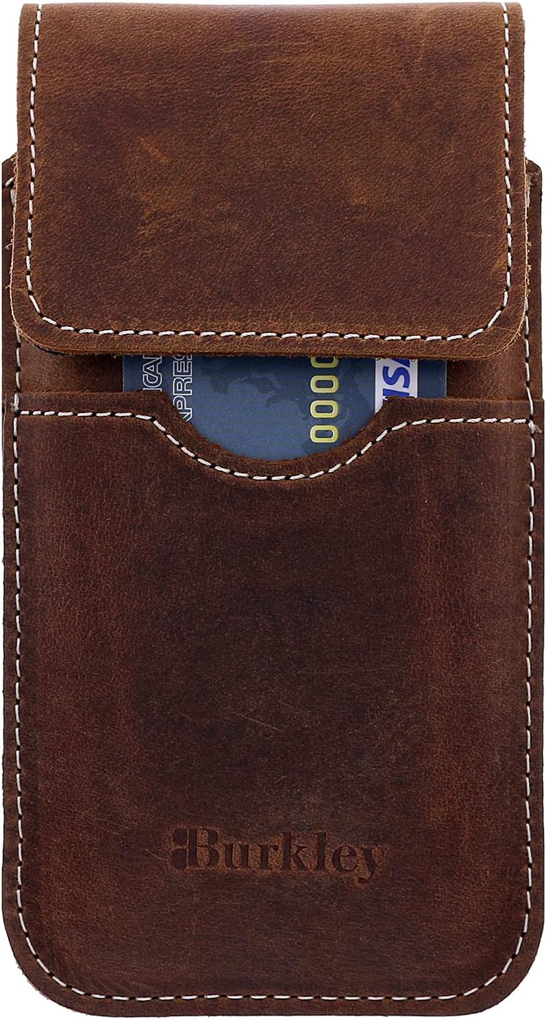 Burkley Belt Case for Samsung Galaxy S10 Mobile Phone Case Holster Protective Case Suitable for Galaxy S10 Case with Belt Loop (Vertical/Antique Brown)