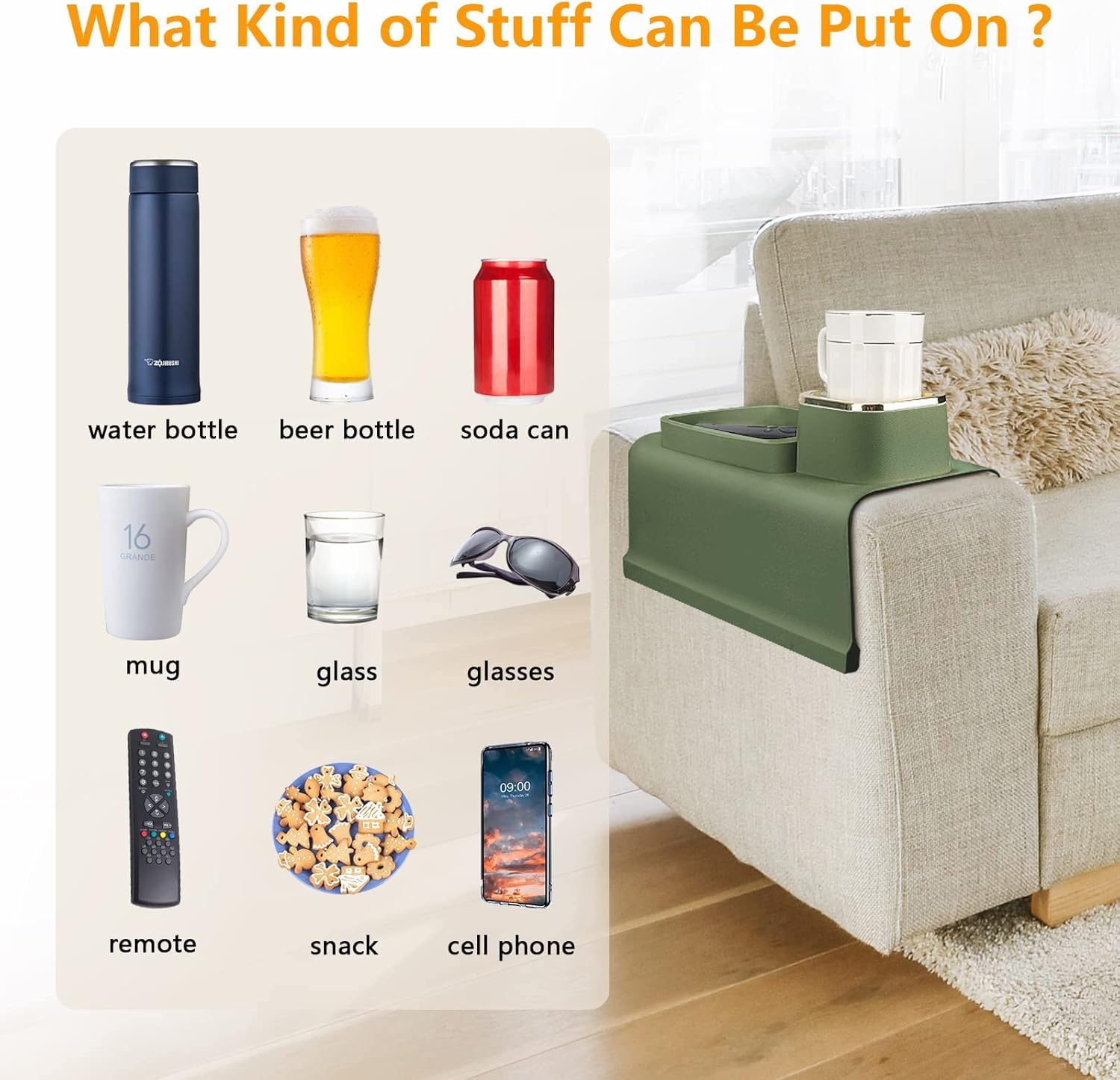 PhilaeEC 2 Pcs Couch Cup Holder Silicone Anti-Spill and Anti-Slip Recliner Table Tray Gift for Mom, Dad, Grandma or Grandpa : Home & Kitchen