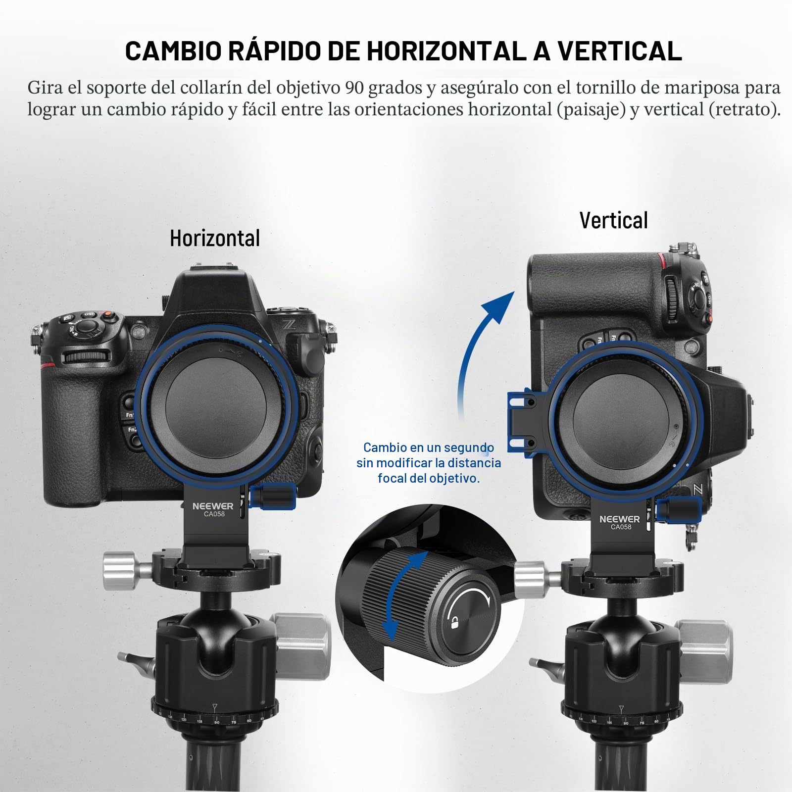 Neewer Placa giratoria de montaje de collar para adaptador FTZ Z8 Z7 II Z6 II Z5, soporte de lente de trípode de cámara horizontal rápidaCompatible con DJIRS3/2 y sistema de acoplamiento Arcasn,CA058