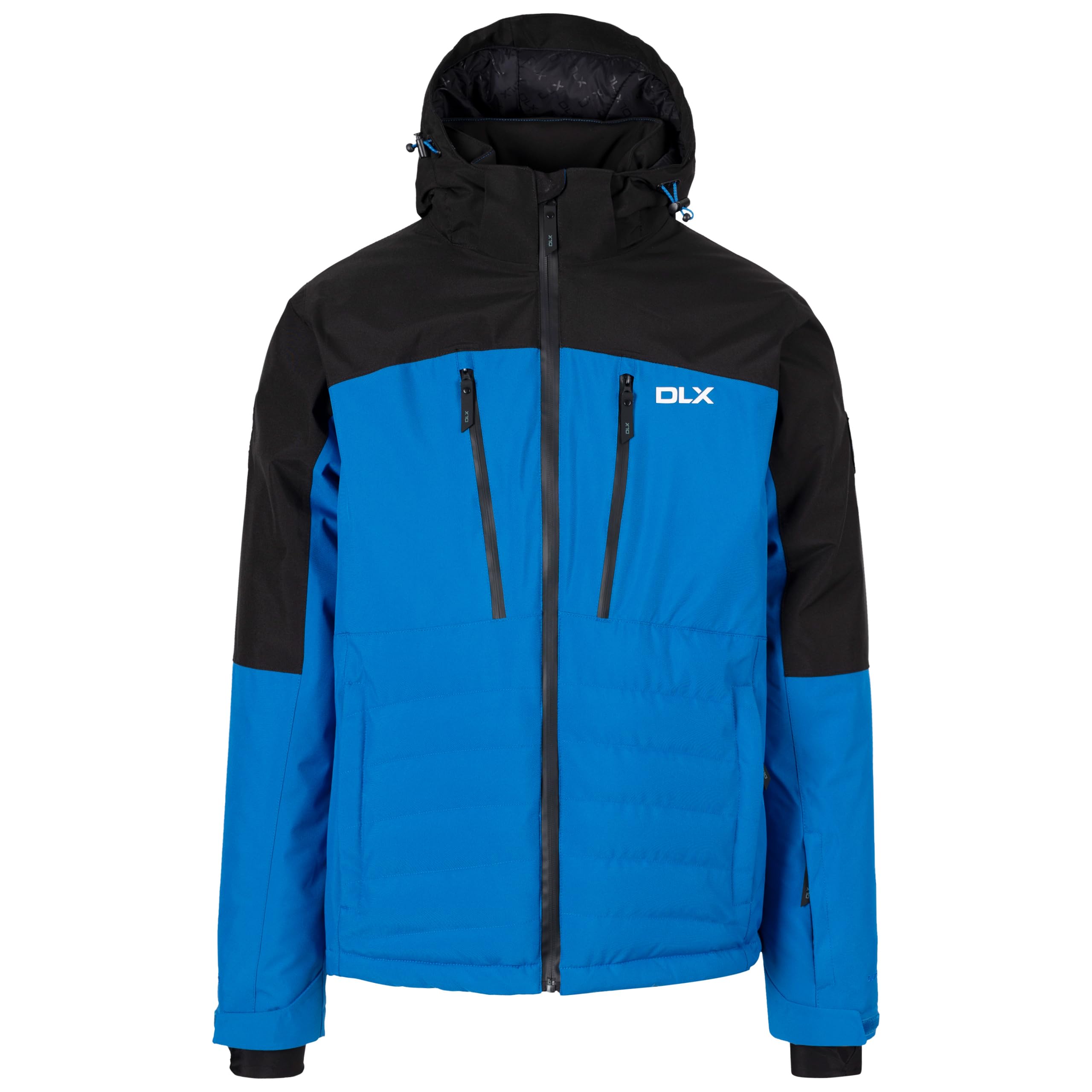 DLX Mens Ski Jacket Zip-Off Hood Down Filled with Quilted Panels Nixon - Mens Ski Jacket With Hood, Quilted Panels, Detachable Snowskirt - For Skiing, Snowboarding and Winter Activities