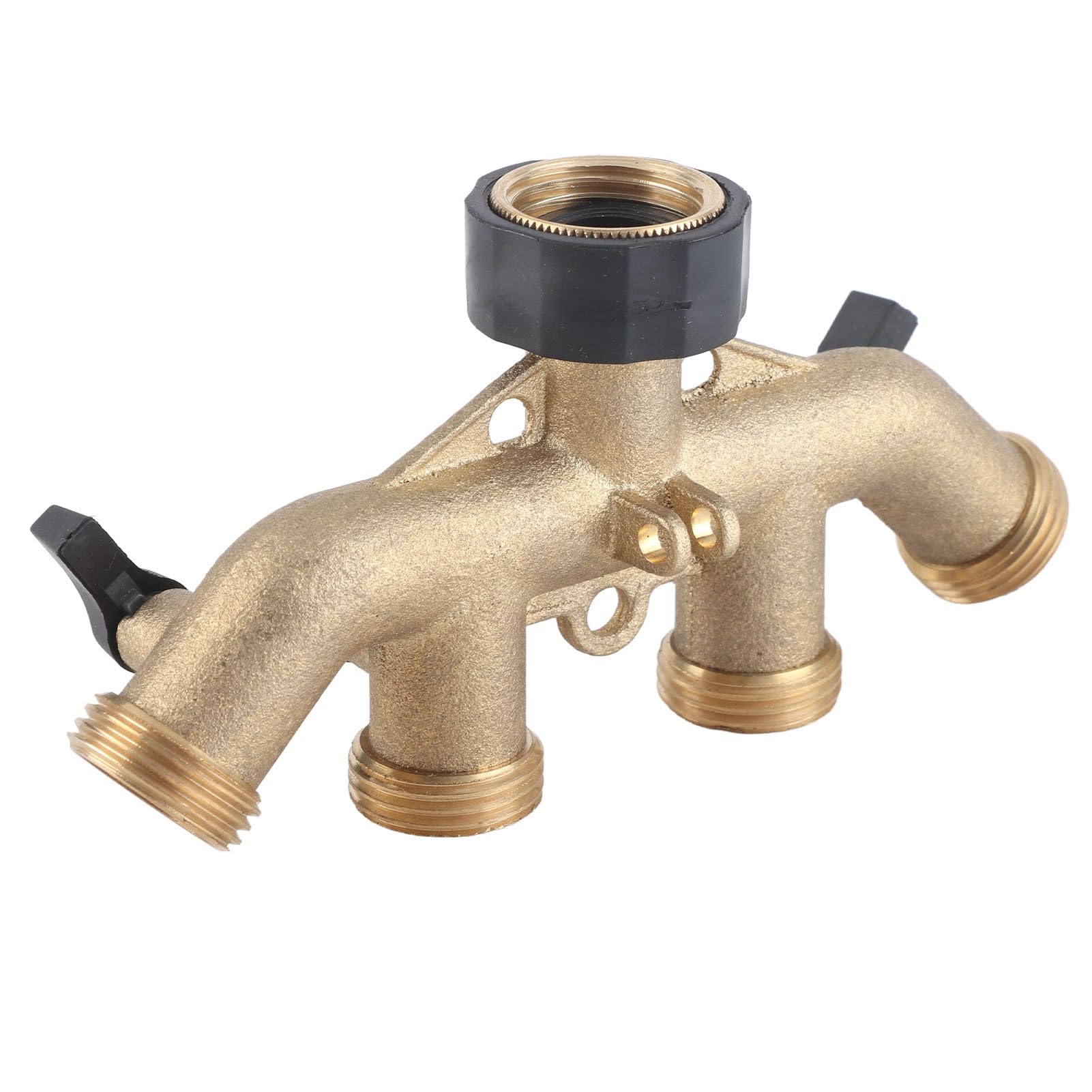 Conector de grifo divisor de manguera de 4 vías, rosca de distribuidor de agua de jardín de latón de 4 salidas