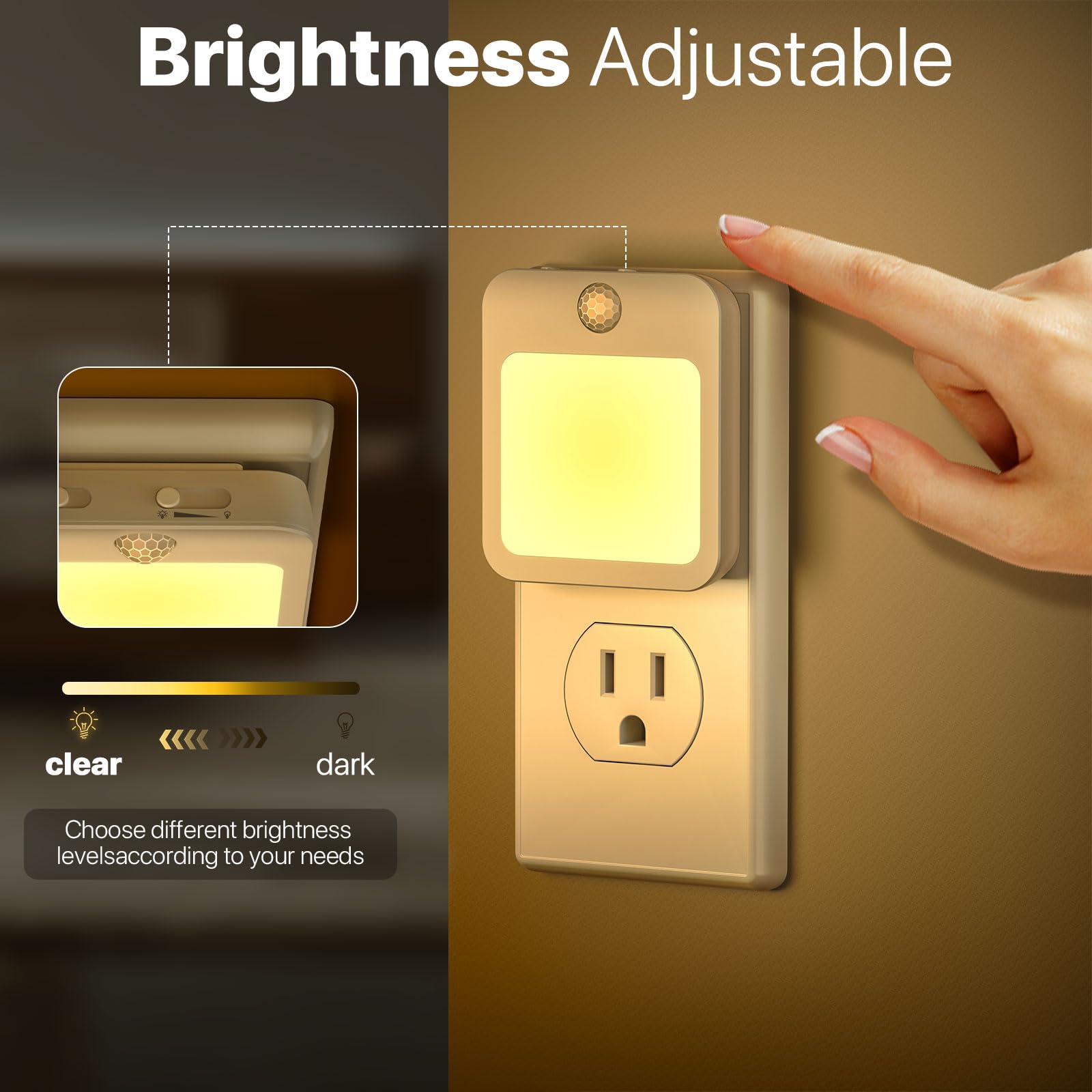 YYBCAN Night Light Night Lights Plug into Wall Dimmable LED Motion Sensor Light Indoor Night Lights for Bedroom — view 4