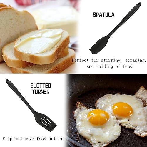 Miniatura 4 de GreatChef Juego de 10 utensilios de cocina de silicona para servir y utensilios de cocina antiadherentes, espátula ranurada, cucharón de sopa,